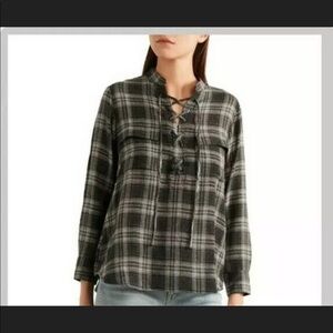 Madewell Top Size XS Terrace Lace-Up Flannel Owens